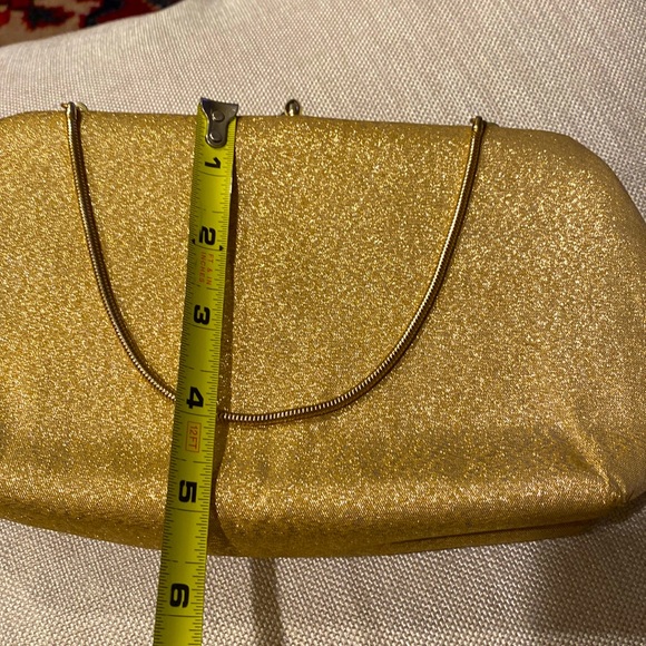 Vintage H L USA Gold Clutch Handbag Purse Wallet kiss closure & attached wallet - Picture 15 of 16